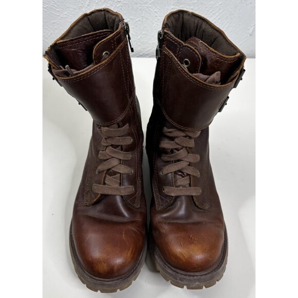 Timberland Sz 8 Earthkeepers Leather Brown Double Buckle Side Zip Boots  EUC - Picture 2 of 12